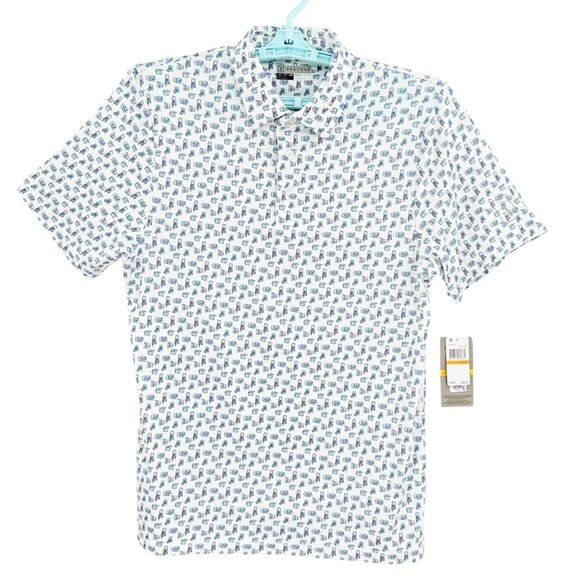PGA Tour Mens UPF 30 Moisture Wicking Stretch Bright White Polo Shirt Size S NWT - Picture 1 of 9